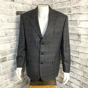 Vintage Union Made Oscar De La Renta Houndstooth Wool Blazer Sport Coat